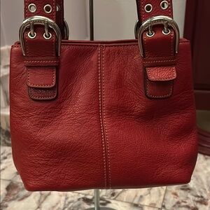 Tignanello Elegant Red Leather Handbag